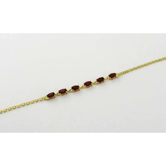 Genuine 1.26 Cts Garnet Bracelet 10k Gold